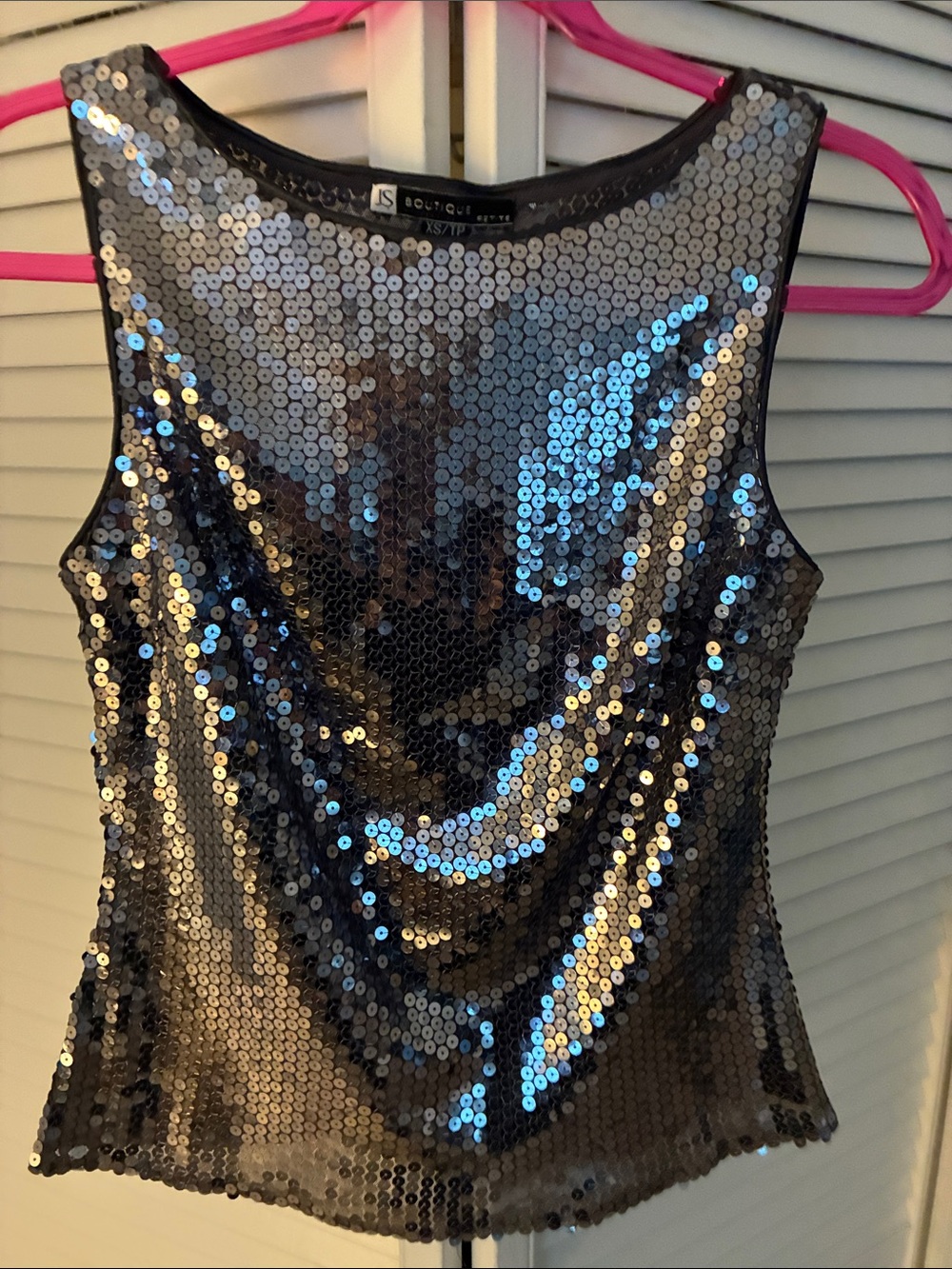 JS Boutique Sequin Tank Top - Gunmetal Grey -XS